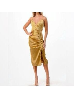 NWT Dance & Marvel Gold Satin Dress Size Large